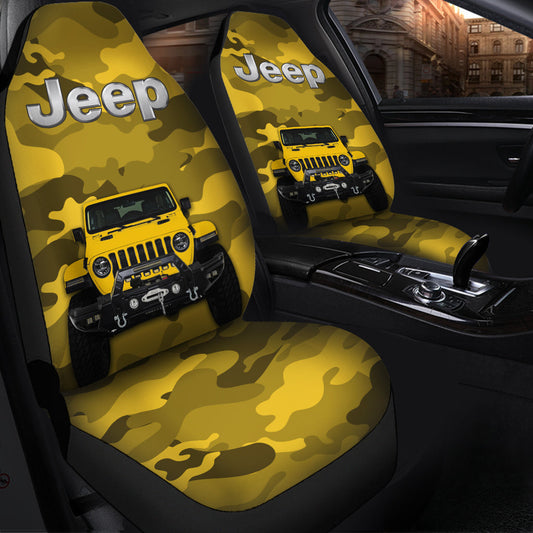 Yellow Jeep Camouflage Car Seat Covers