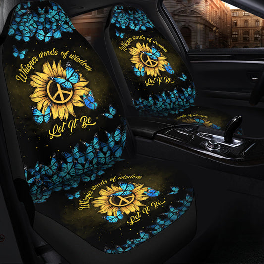 Let It Be Hippie Butterfly Blue Car Seat Covers