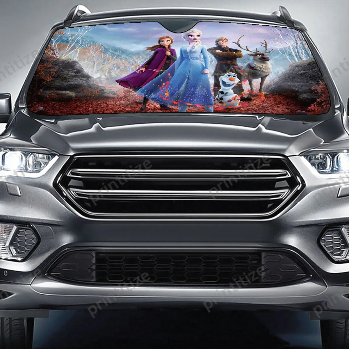 Frozen Car Sun Shade DN Frozen Characters Graphic Winshield Sun Shade Colorful