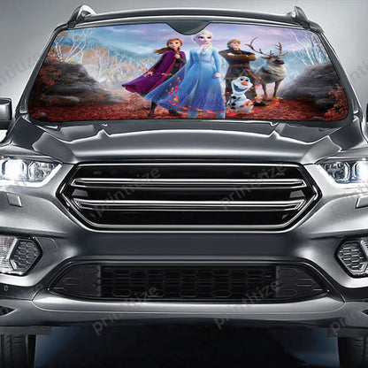 Frozen Car Sun Shade DN Frozen Characters Graphic Winshield Sun Shade Colorful