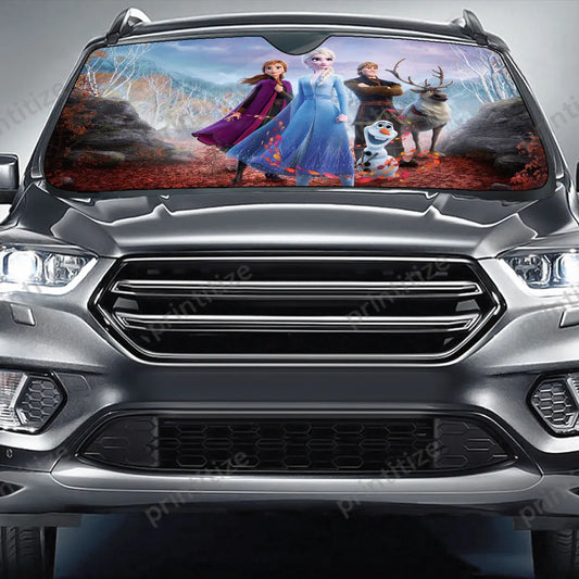 Frozen Car Sun Shade DN Frozen Characters Graphic Winshield Sun Shade Colorful