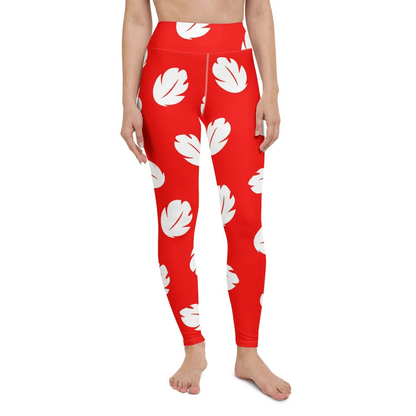 Stitch Leggings Lilo Clothes Pattern Tropical Leaf High Waisted Legging Red For Women