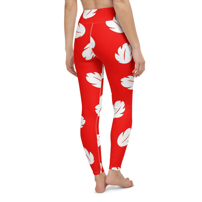 Stitch Leggings Lilo Clothes Pattern Tropical Leaf High Waisted Legging Red For Women