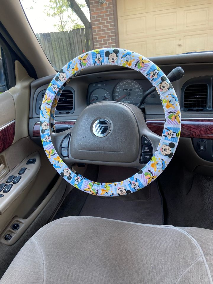 MM Steering Wheel Cover MM And Friends Faces Pattern Driving Wheel Cover White