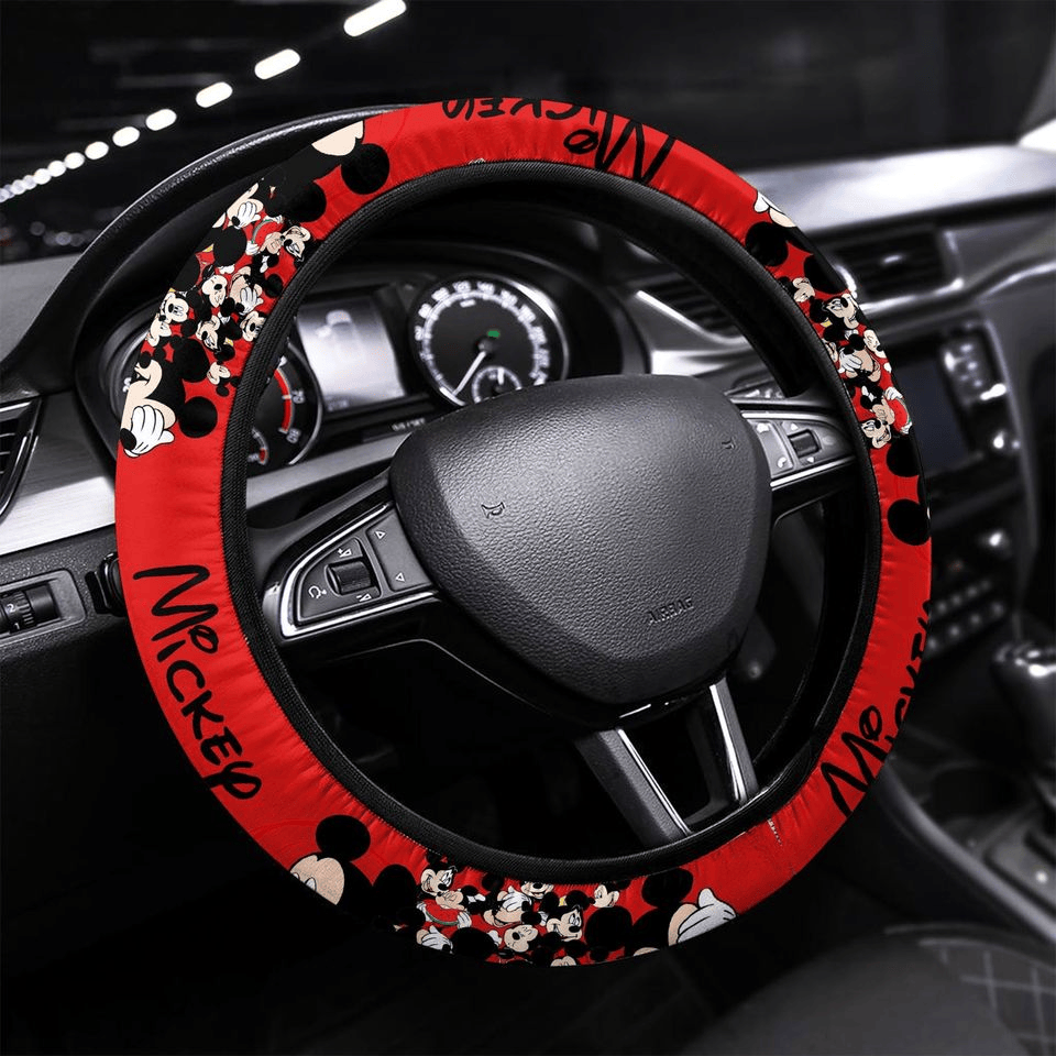 MM Steering Wheel Cover MM All Poses And Name Pattern Driving Wheel Cover Red