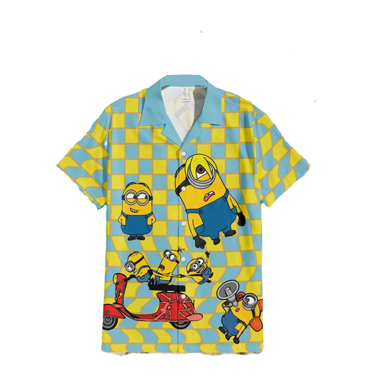 Minions Hawaii Shirt Caro Minion Funny Pattern Hawaiian Shirt Blue Yellow Unisex