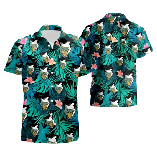 Joker Hawaii Shirt DC Classic Joker Face Tropical Pattern Hawaiian Shirt Green Unisex