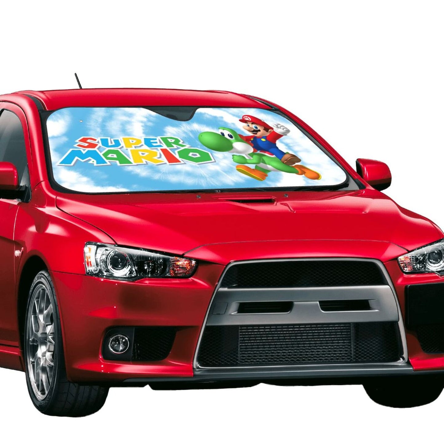 Mario Car Sun Shade Super Mario Riding Yoshi Winshield Sun Shade Colorful