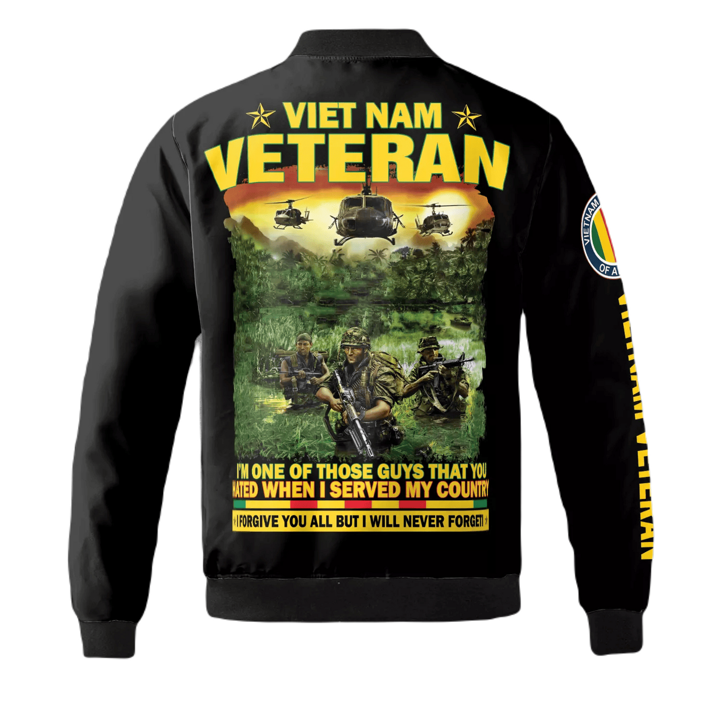 Veteran Bomber Jacket Vietnam Veteran I Served My Country Bomber Black Unisex