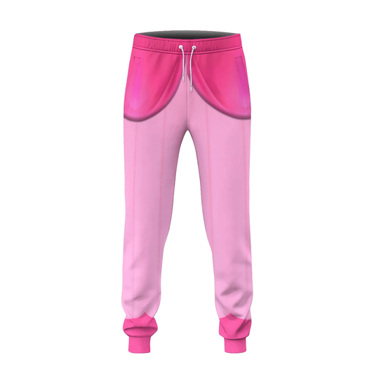 Super Mario Costume Pants Game Character Princess Peach Costume Jogger Pink Unisex Adults