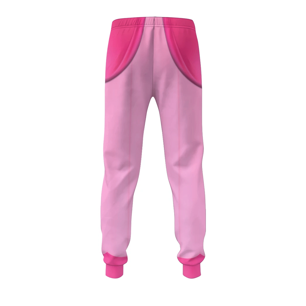 Super Mario Costume Pants Game Character Princess Peach Costume Jogger Pink Unisex Adults