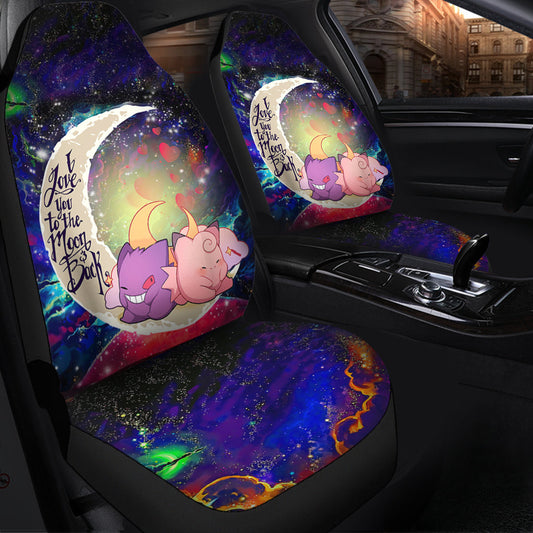Gengar And Clefable Cute Love You To The Moon Galaxy Car Seat Covers