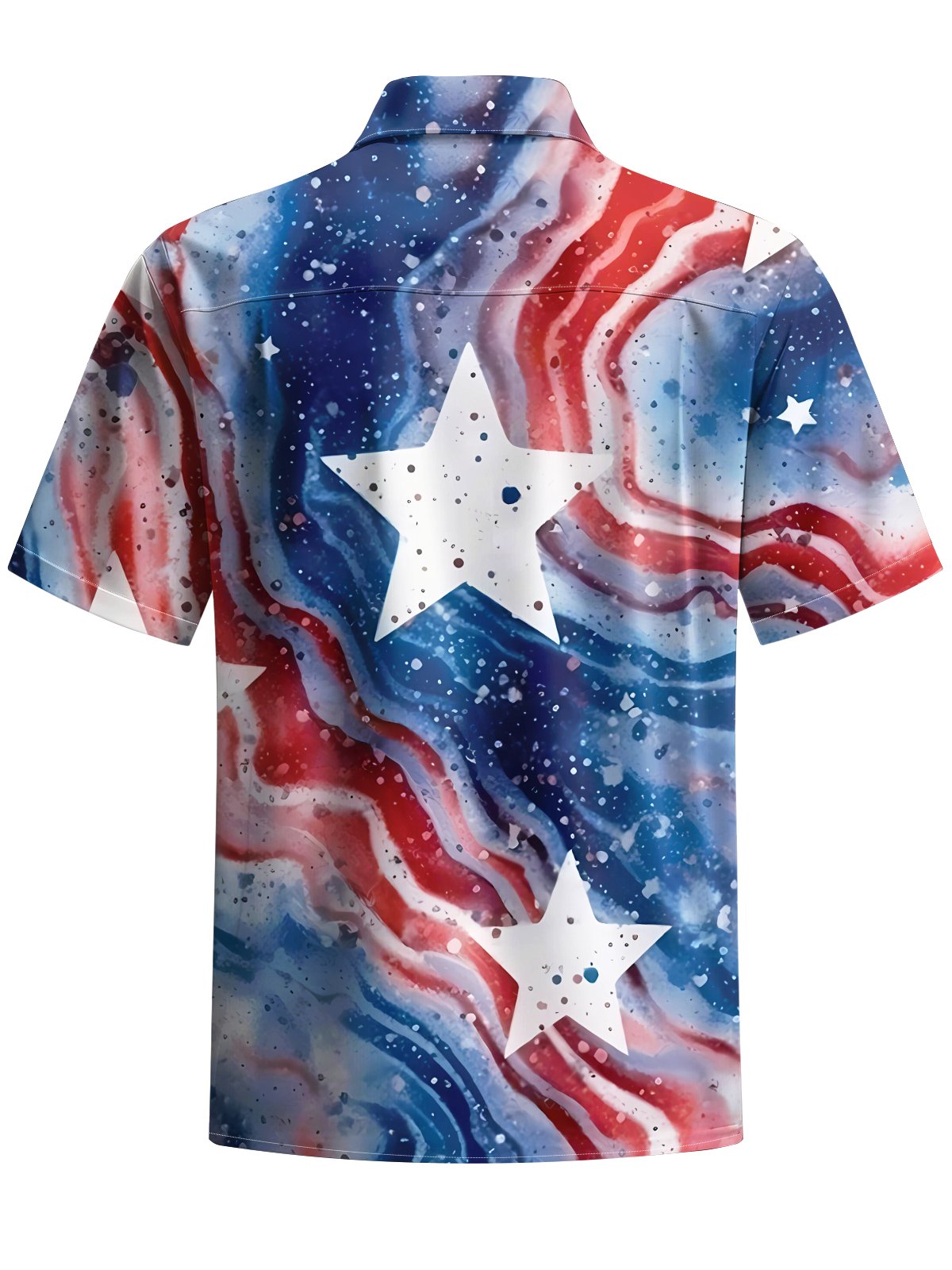 Alohadaddy® Casual American Star Print Art Moisture Wicking Men's Short Sleeve Shirt Big & Tall