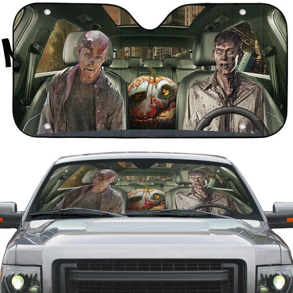 Zombie Car Sun Shade Halloween Zombie On Car Winshield Sun Shade Gray