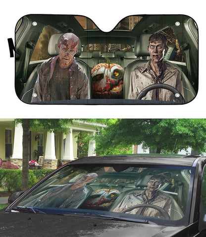 Zombie Car Sun Shade Halloween Zombie On Car Winshield Sun Shade Gray