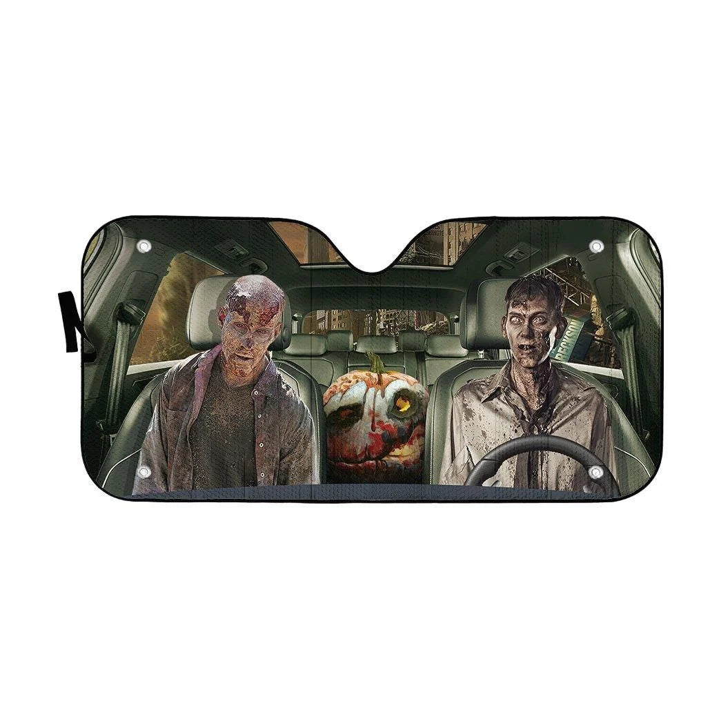 Zombie Car Sun Shade Halloween Zombie On Car Winshield Sun Shade Gray