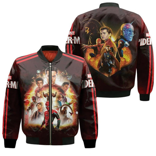 Spiderman Bomber Jacket Spiderman No Way Home Characters Bomber Black Red Unisex