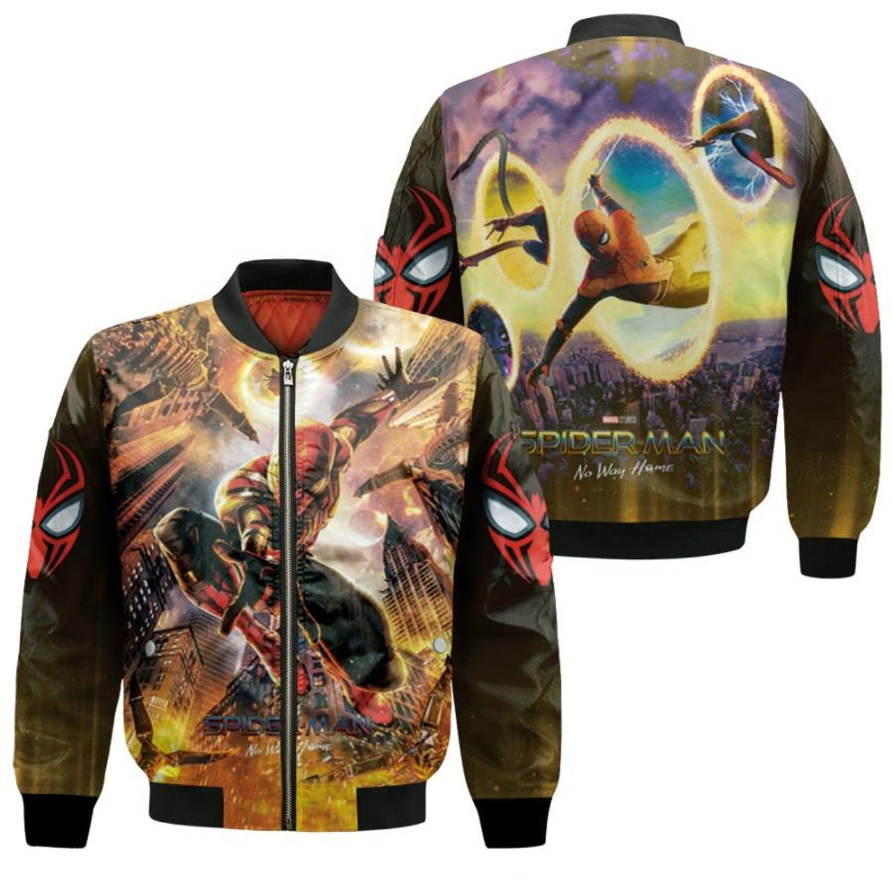 Spiderman Bomber Jacket Spiderman Through Time Portal Bomber Colorful Unisex