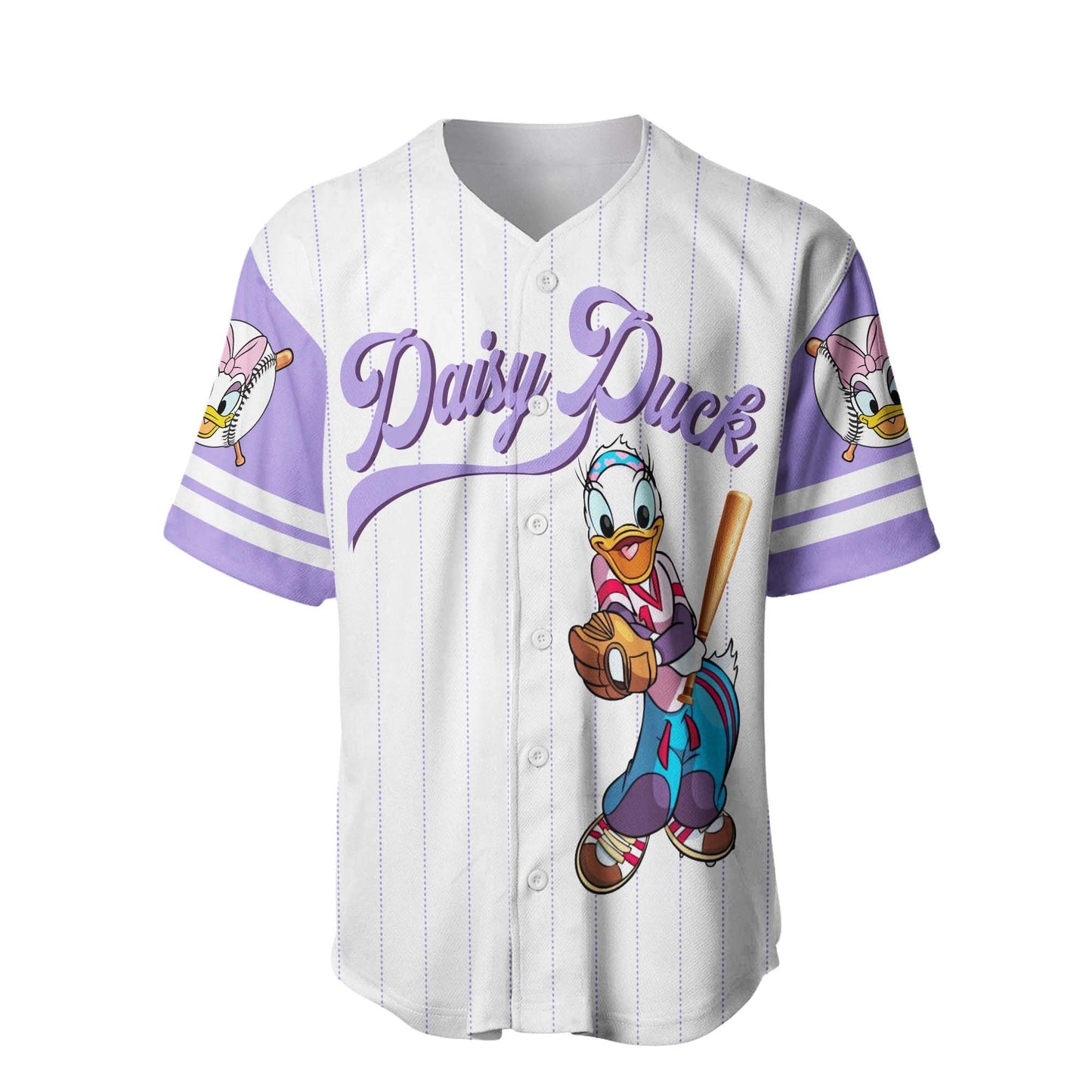 Disney Jersey Disney Daisy Duck Playing Sport As Hitter Character Patterns White Jersey Shirt Disney Baseball Jersey Daisy Duck Baseball Jersey