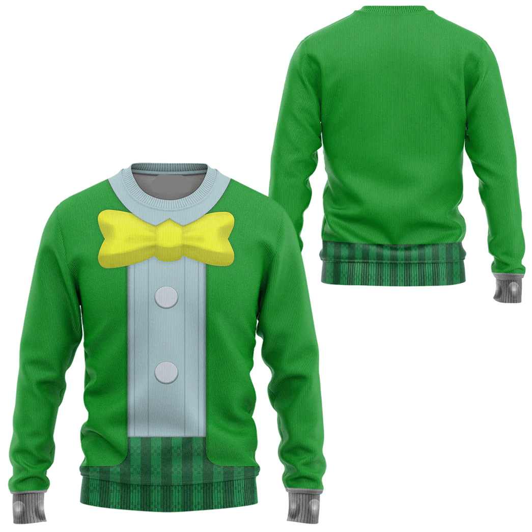 Super Mario Costume Hoodie Game Character Topper Costume T-shirt Sweatshirt Green Unisex Adults