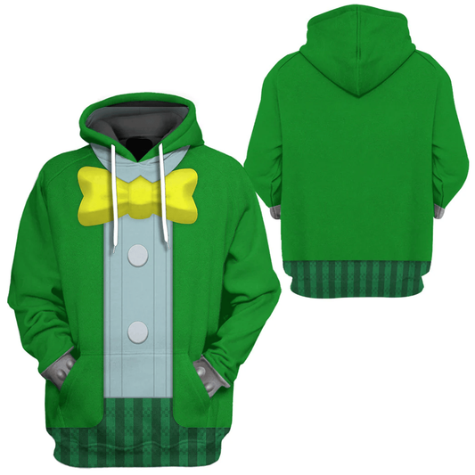 Super Mario Costume Hoodie Game Character Topper Costume T-shirt Sweatshirt Green Unisex Adults