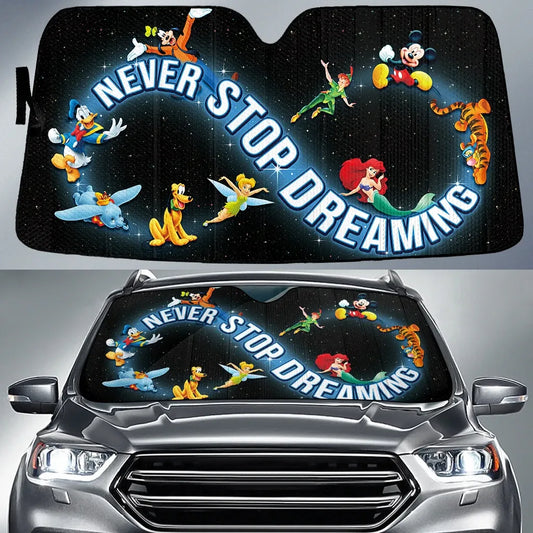 DN Car Sun Shade DN Characters Never Stop Dreaming Winshield Sun Shade Black