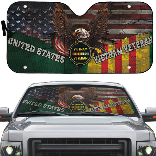 Veteran Car Sun Shade United States Vietnam Veteran Eagle Winshield Sun Shade Colorful