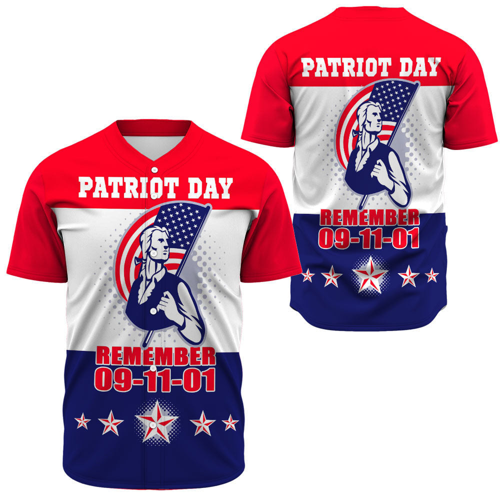 Patriot Day Jersey Patriot Day Remember 09-11-01 Red White Blue Jersey Shirt September 11th Baseball Jersey For Men