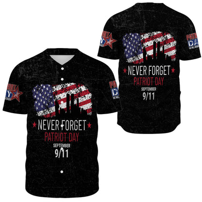 Patriot Day Jersey Never Forget Patriot Day September 09/11 Black Jersey Shirt For Men September 11th Baseball Jersey