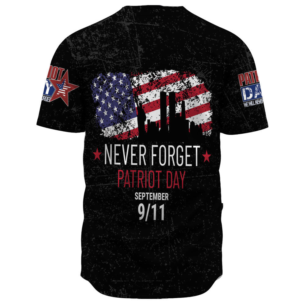 Patriot Day Jersey Never Forget Patriot Day September 09/11 Black Jersey Shirt For Men September 11th Baseball Jersey