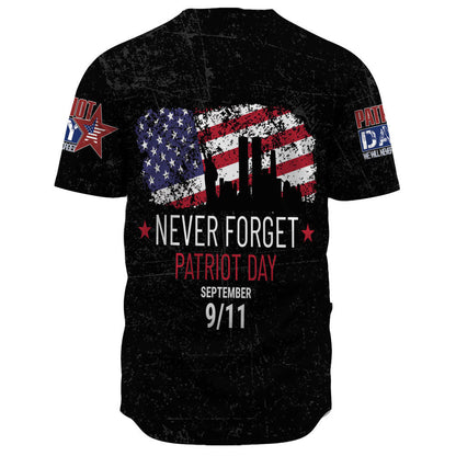 Patriot Day Jersey Never Forget Patriot Day September 09/11 Black Jersey Shirt For Men September 11th Baseball Jersey