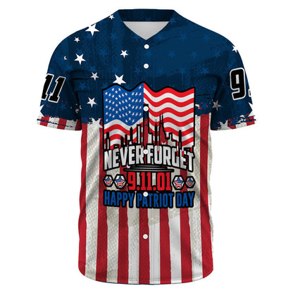 Patriot Day Jersey Never Forget Happy Patriot Day 09-11-01 Red White Blue Jersey Shirt September 11th Baseball Jersey For Men Women