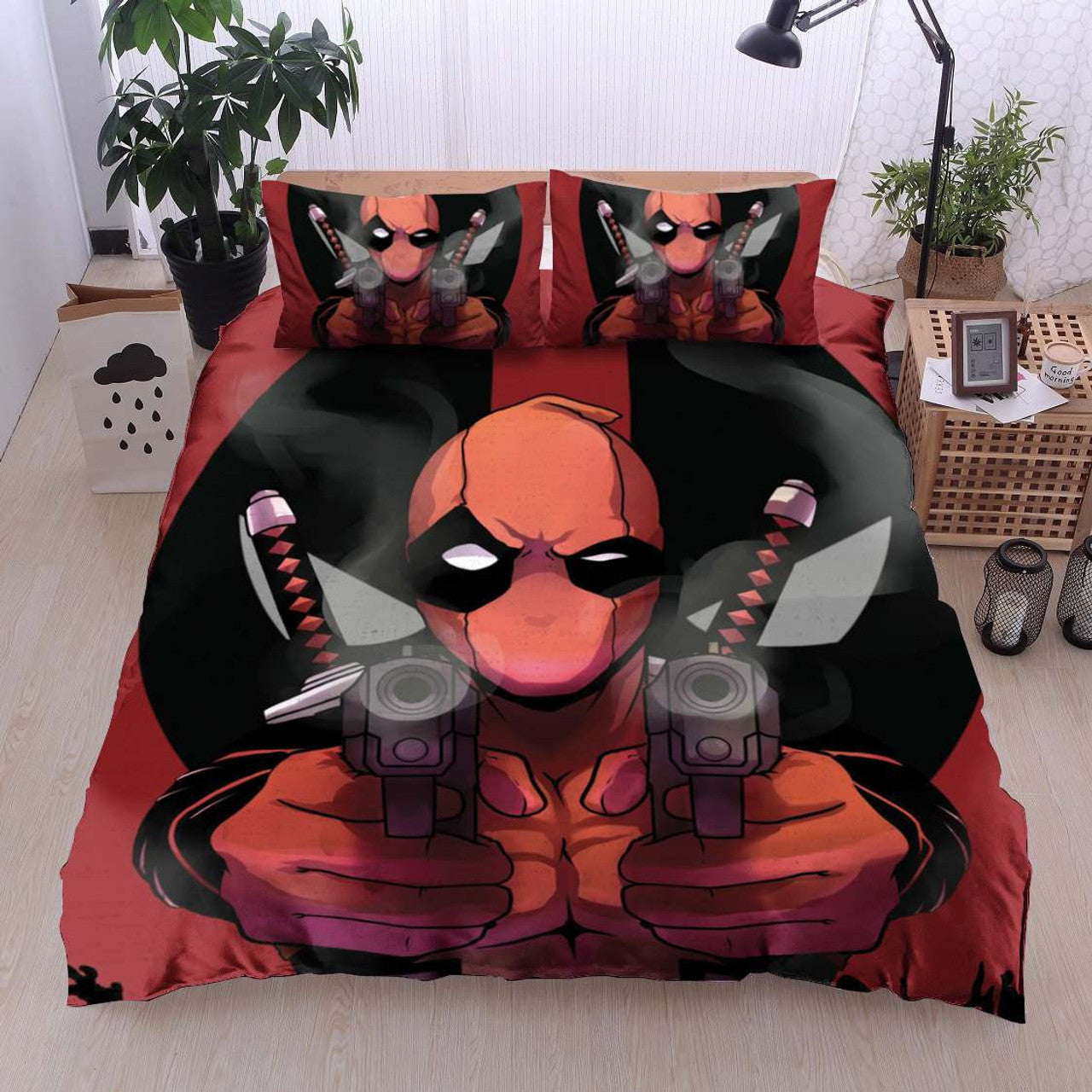 DP Bedding Set Comic DP Graphic With Symbol Duvet Covers Red Black Unique Gift