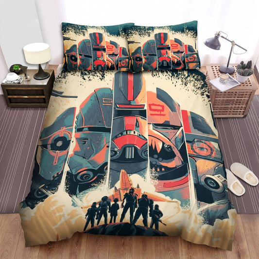 SW Bedding Set SW The Bad Batch Characters Silhouette Duvet Covers Gray Red Unique Gift