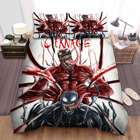 Venom Bedding Set MV Let There Be Carnage Movie Duvet Covers Black Red Unique Gift