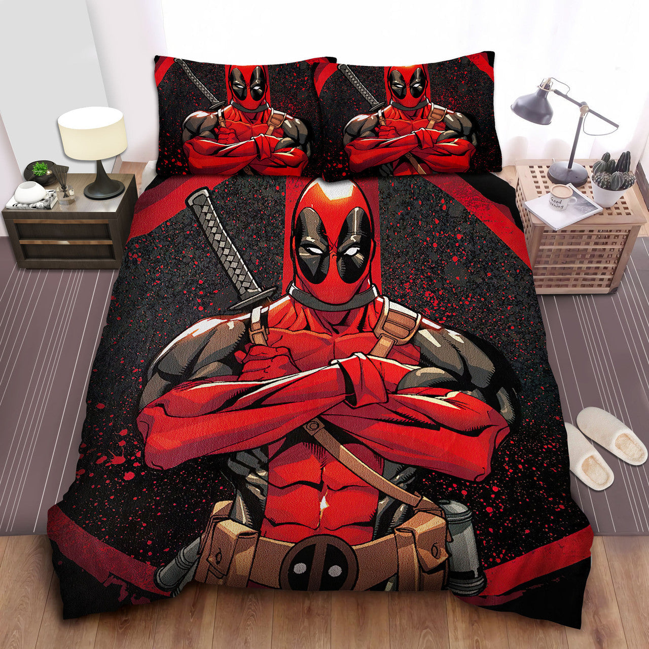 DP Bedding Set Comic DP Cross Arms Graphic Duvet Covers Red Unique Gift