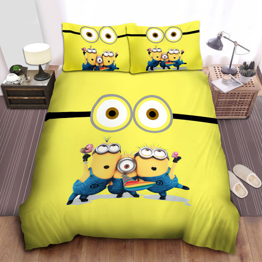 Minions Bedding Set Jerry Kevin Jon Minion Face Duvet Covers Yellow Unique Gift