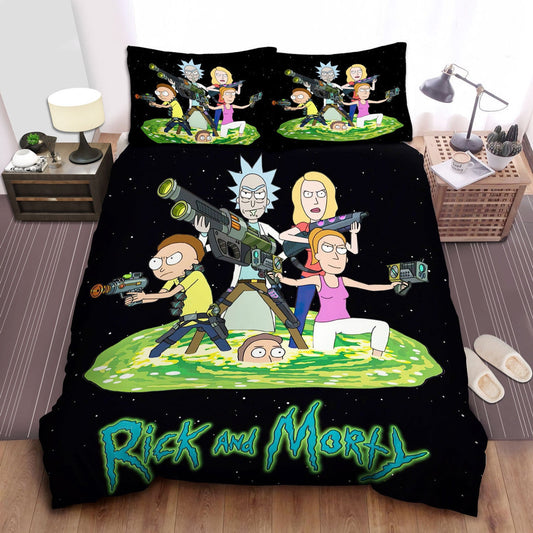 Rick And Morty Bedding Set Rick And Morty Version Munchkin Duvet Covers Black Green Unique Gift