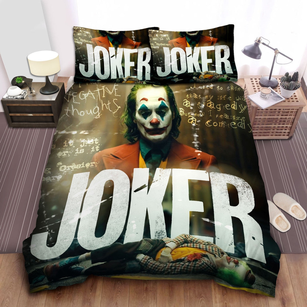 Joker Bedding Set Joker Graphic And Quote Pattern Duvet Covers Brown Unique Gift