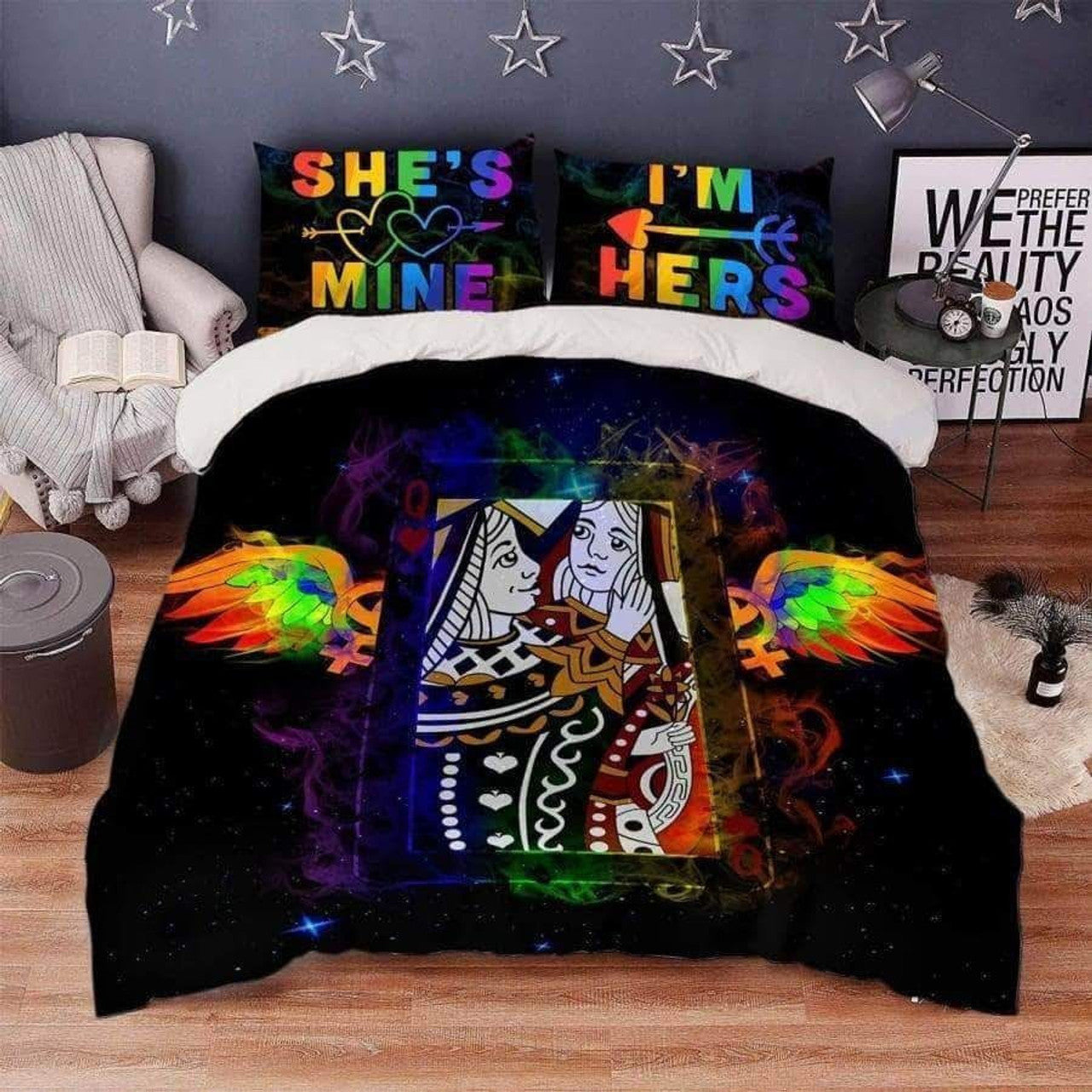 LGBT Bedding Set She Is Mine I'm Hers Duvet Covers Colorful Unique Gift