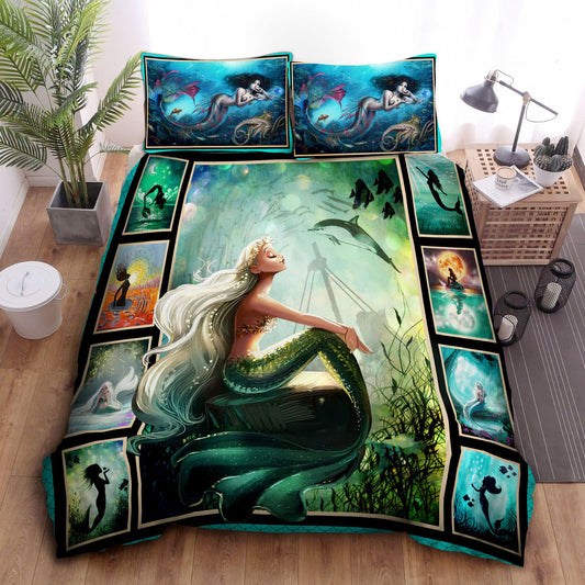 Mermaid Bedding Set Beautiful Mermaid In The Ocean Duvet Covers Colorful Unique Gift