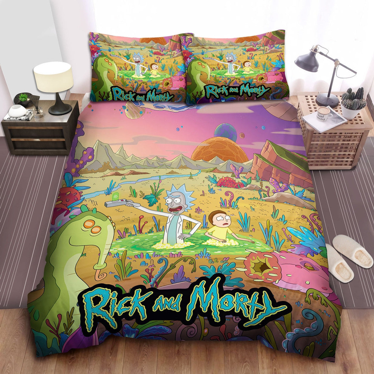 Rick And Morty Bedding Set Rick And Morty Travel To Another Planet Duvet Covers Colorful Unique Gift