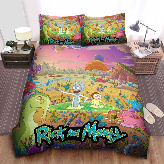 Rick And Morty Bedding Set Rick And Morty Travel To Another Planet Duvet Covers Colorful Unique Gift