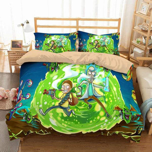 Rick And Morty Bedding Set Rick And Morty Fighting Back Duvet Covers Colorful Unique Gift