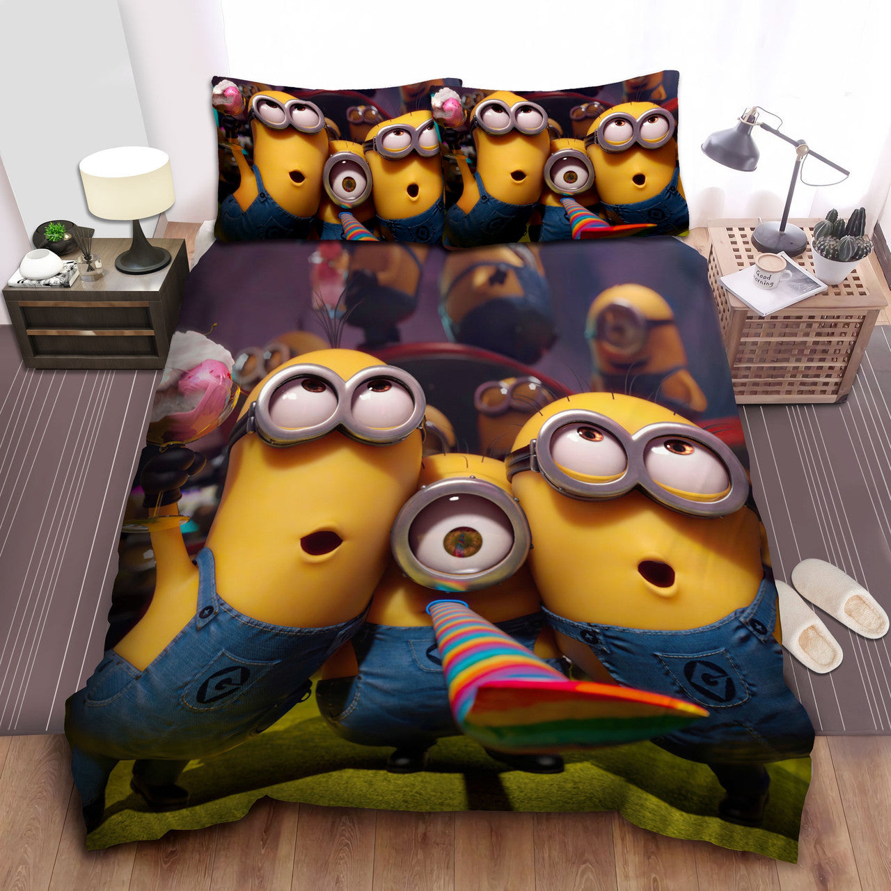 Minions Bedding Set Celebration Kevin The Minion Duvet Covers Colorful Unique Gift