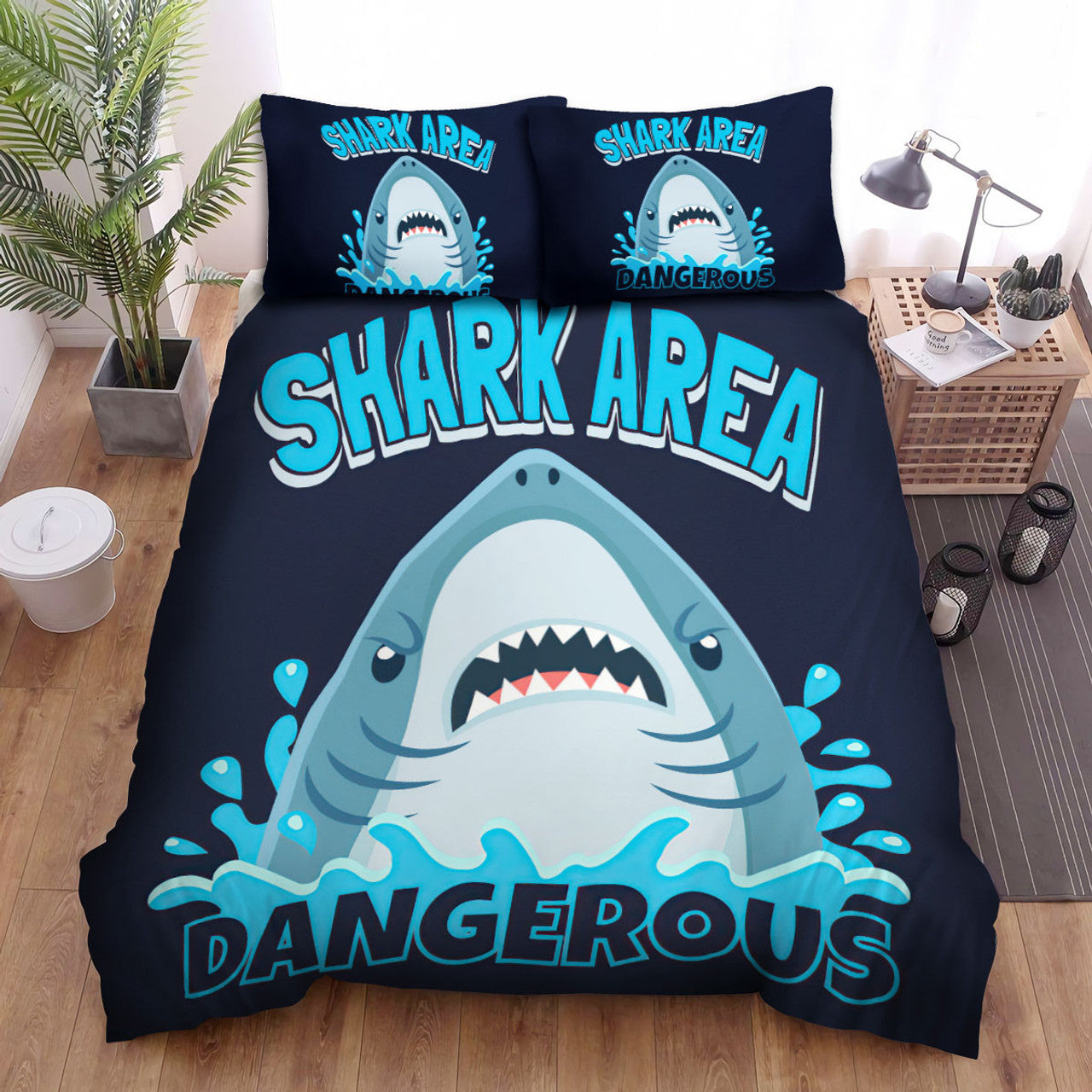 Shark Bedding Set The Shark Area Dangerous Duvet Covers Blue Unique Gift