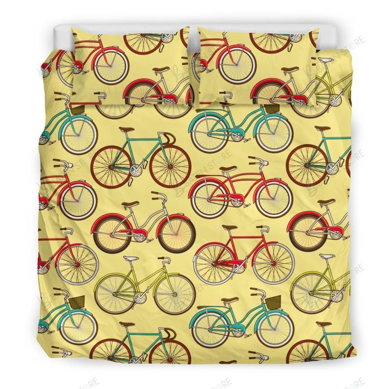 Bicycle Bedding Set All Types Of Bicycles Pattern Duvet Covers Yellow Unique Gift