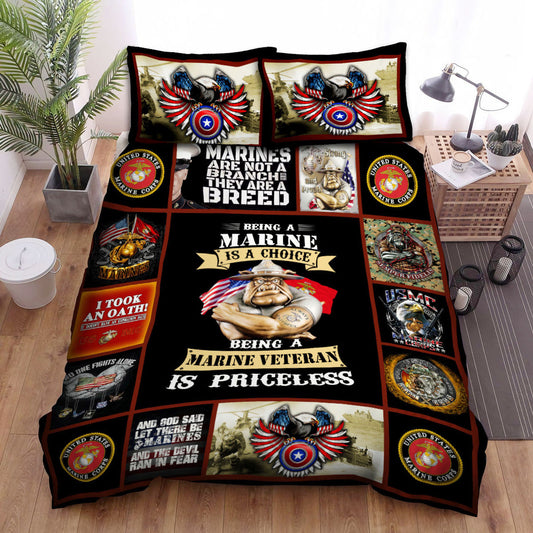 Veteran Bedding Set Being A Marine Veteran Is Priceless Duvet Covers Black Unique Gift