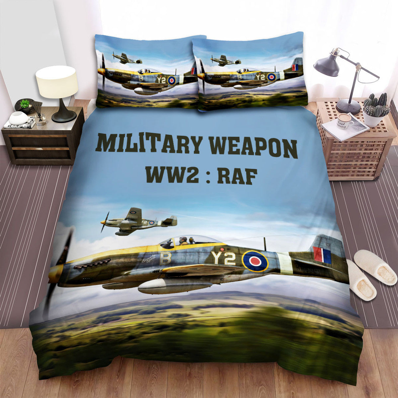 Veteran Bedding Set The Military Weapon WW2 RAF Duvet Covers Blue Unique Gift