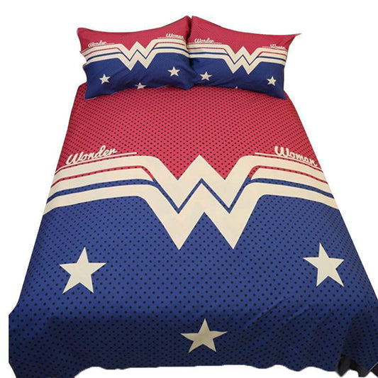 Wonder Woman Bedding Set DC Wonder Woman Logo Vintage Duvet Covers Red Blue Unique Gift